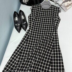 GIADA Black and White Checkered Wool Vest Dress